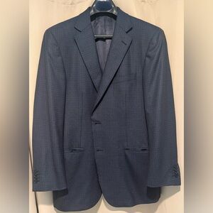 Saks Fifth Zegna Wool Blazer 44R (EU 54) Blue Gray Check